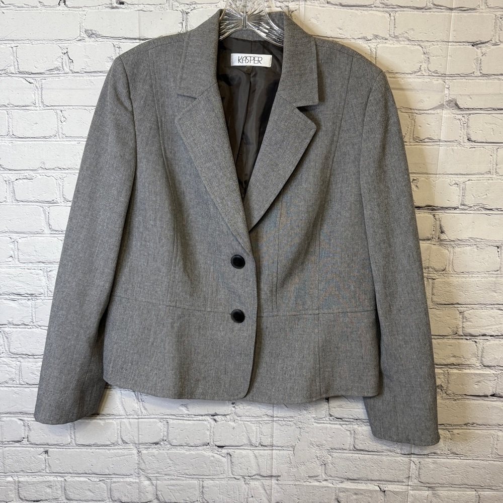 Kasper Gray Cropped Blazer Jacket Petite Size 16P